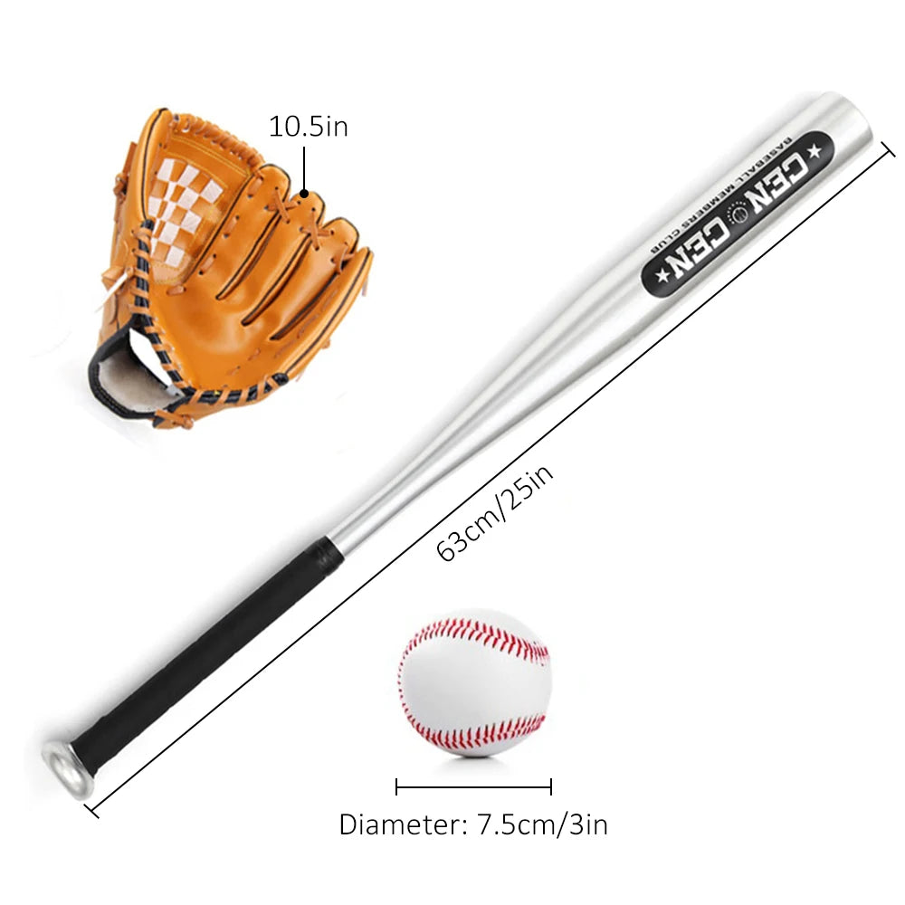 Baseball Balls Set Baseball Bat+Baseball+Baseball Gloves 25in Aluminum Alloy Baseball Bat