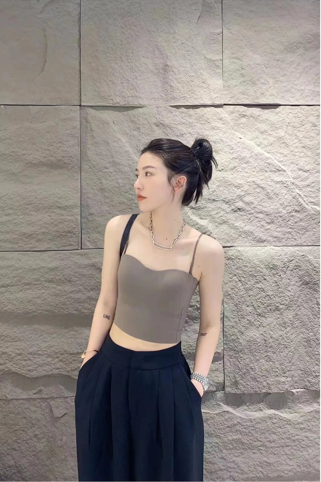 1pc Knitted Yoga Gym Tank Top Bra Chest Pad
