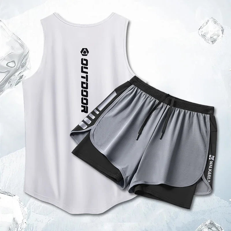 2025Sports running shorts, men's quick-drying track and field, marathon, cycling, basketball, badminton and fitness sets
