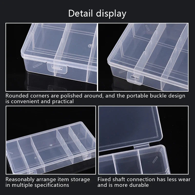 Transparent With Cover Rectangle Vertical 5 Grid Storage Box Glue Tweezer Holder Makeup Organizer