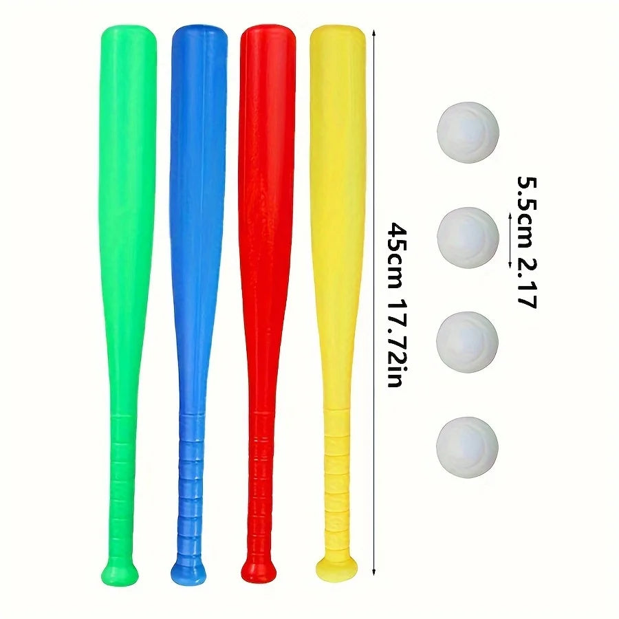 17.7in Plastic Baseball Bat with Ball Outdoor Game Set for Backyard Games & Partie, Halloween Christmas Birthday Gift JXB