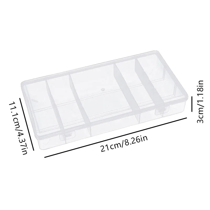 Transparent With Cover Rectangle Vertical 5 Grid Storage Box Glue Tweezer Holder Makeup Organizer