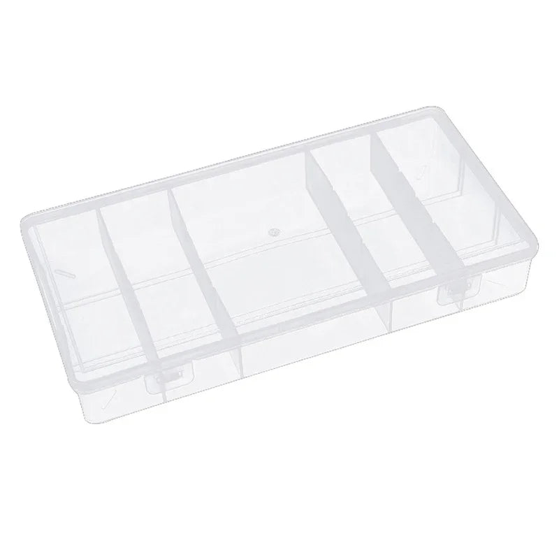 Transparent With Cover Rectangle Vertical 5 Grid Storage Box Glue Tweezer Holder Makeup Organizer