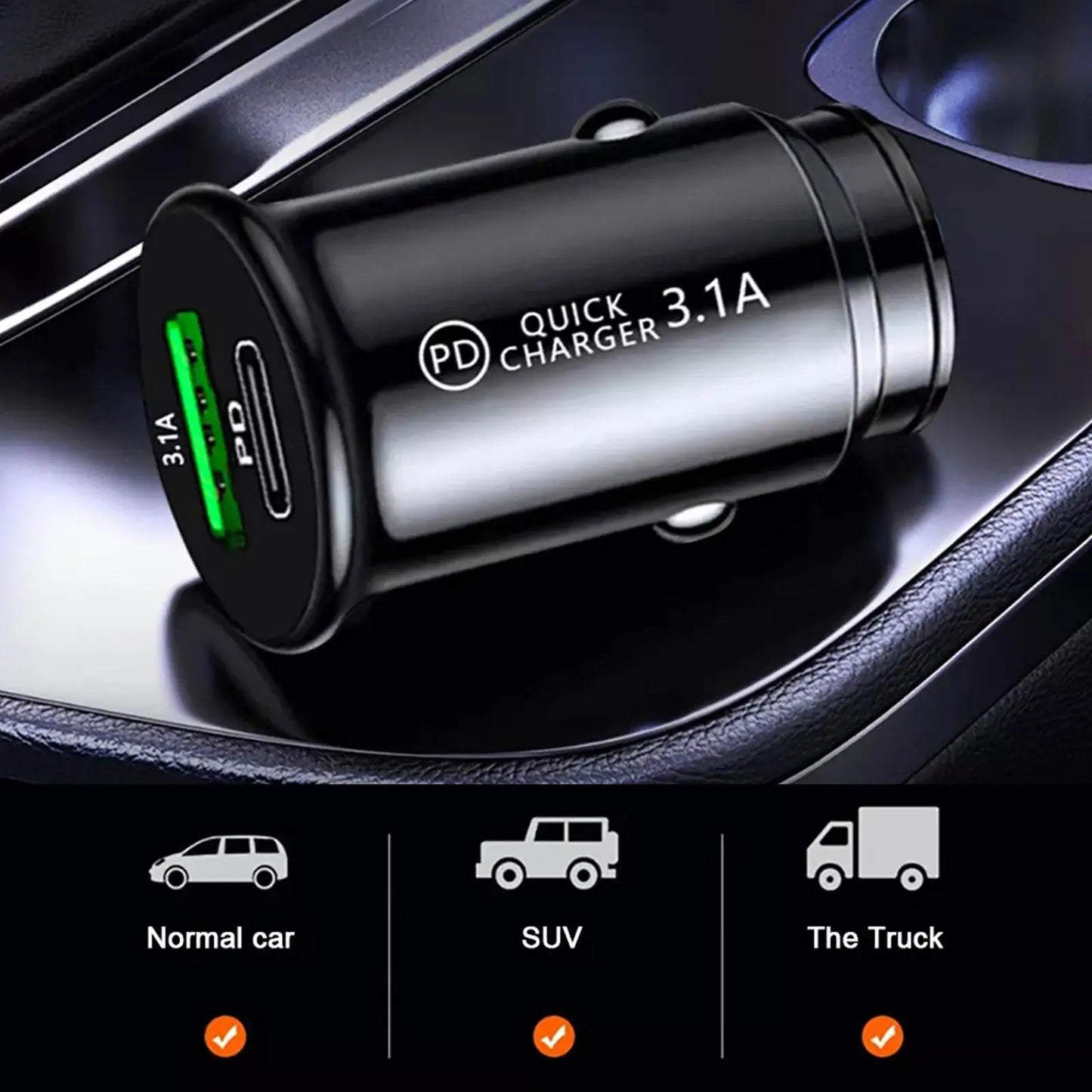Fast Car Chargers USB PD Type C 3.0 Outlet Adapter Fast Charging For 12V 24V Car Truck Boat RV Motorcycle 12V/24V