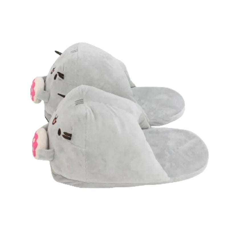 Doughnuts Cat Slippers Indoor Warm Plush Slippers For Women Men Cute Cat 28cm