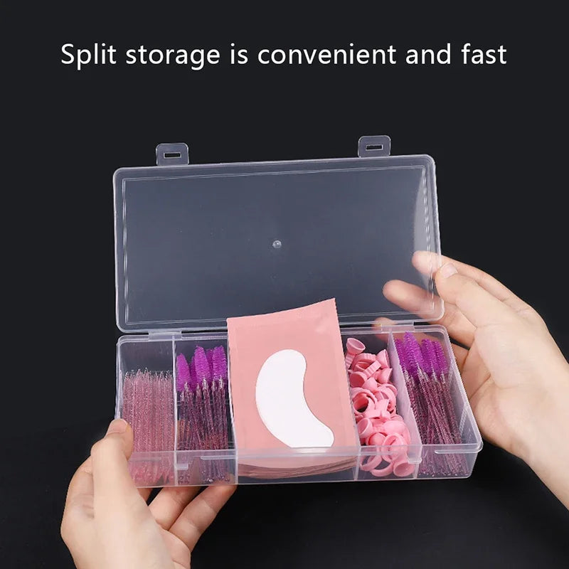 Transparent With Cover Rectangle Vertical 5 Grid Storage Box Glue Tweezer Holder Makeup Organizer