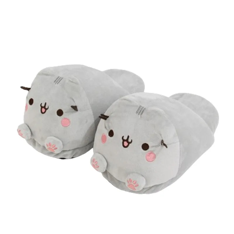 Doughnuts Cat Slippers Indoor Warm Plush Slippers For Women Men Cute Cat 28cm