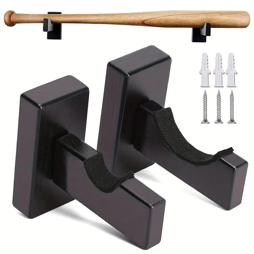 2Pcs Display Rack Bracket Baseball Bat Holder Wooden with Screws Wall Mount Hanger Portable Softball Bat Hockey Stick Stand