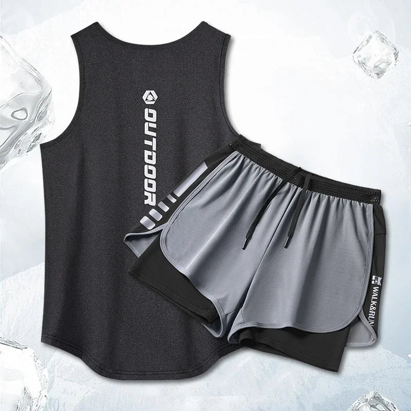 2025Sports running shorts, men's quick-drying track and field, marathon, cycling, basketball, badminton and fitness sets
