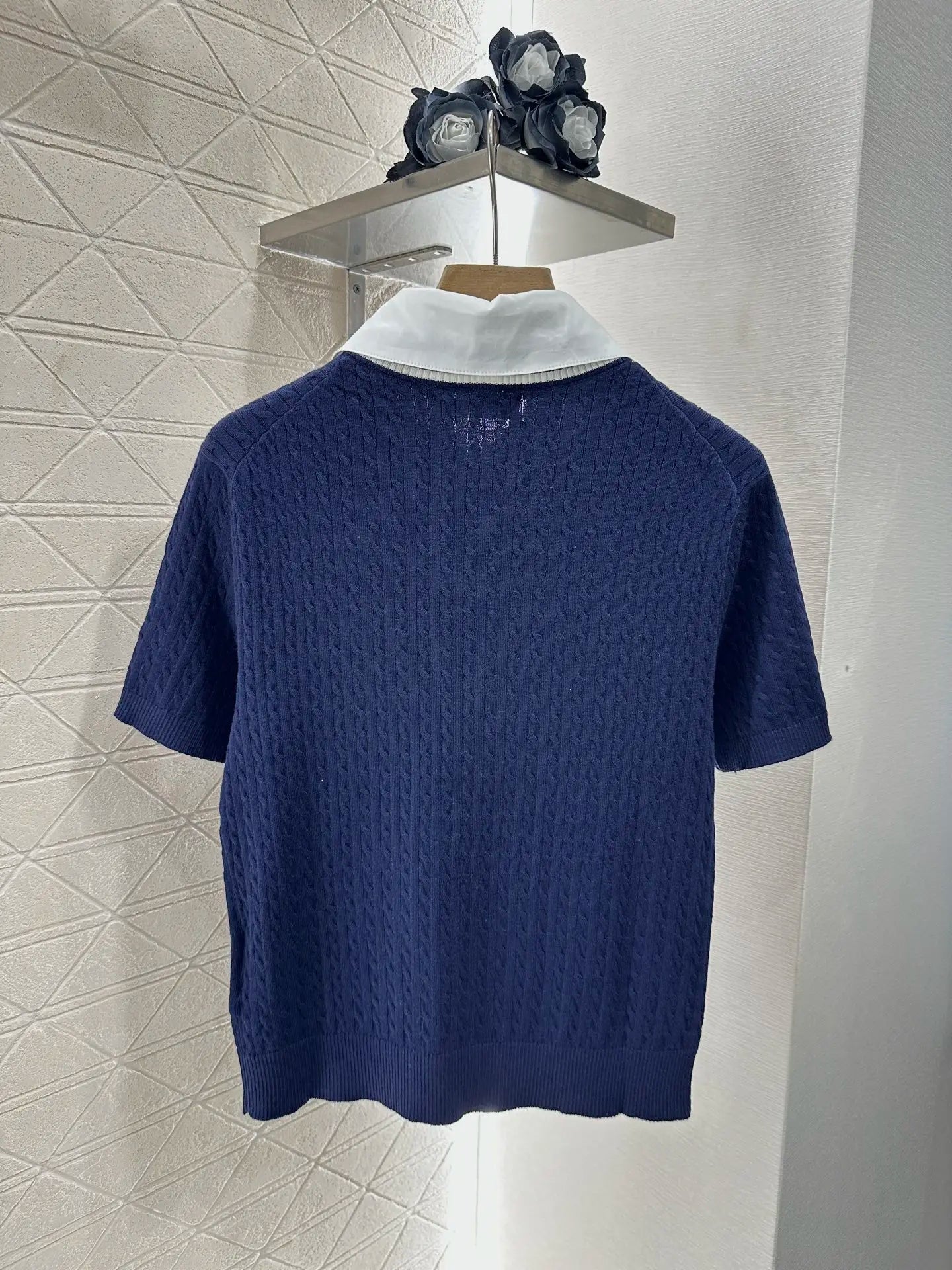 Sweater Wool Fake-two-piece Pullover Short-sleeved