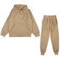 Men / Women Tracksuit Hoodies Casual Solid Color Thick Pullover and Long Pant 2-piece Set