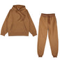 Men / Women Tracksuit Hoodies Casual Solid Color Thick Pullover and Long Pant 2-piece Set