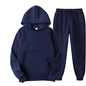 Men / Women Tracksuit Hoodies Casual Solid Color Thick Pullover and Long Pant 2-piece Set