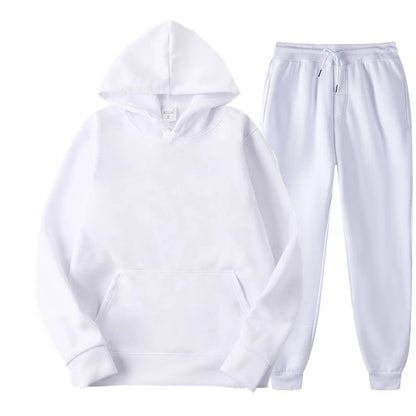 Men / Women Tracksuit Hoodies Casual Solid Color Thick Pullover and Long Pant 2-piece Set