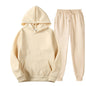 Men / Women Tracksuit Hoodies Casual Solid Color Thick Pullover and Long Pant 2-piece Set