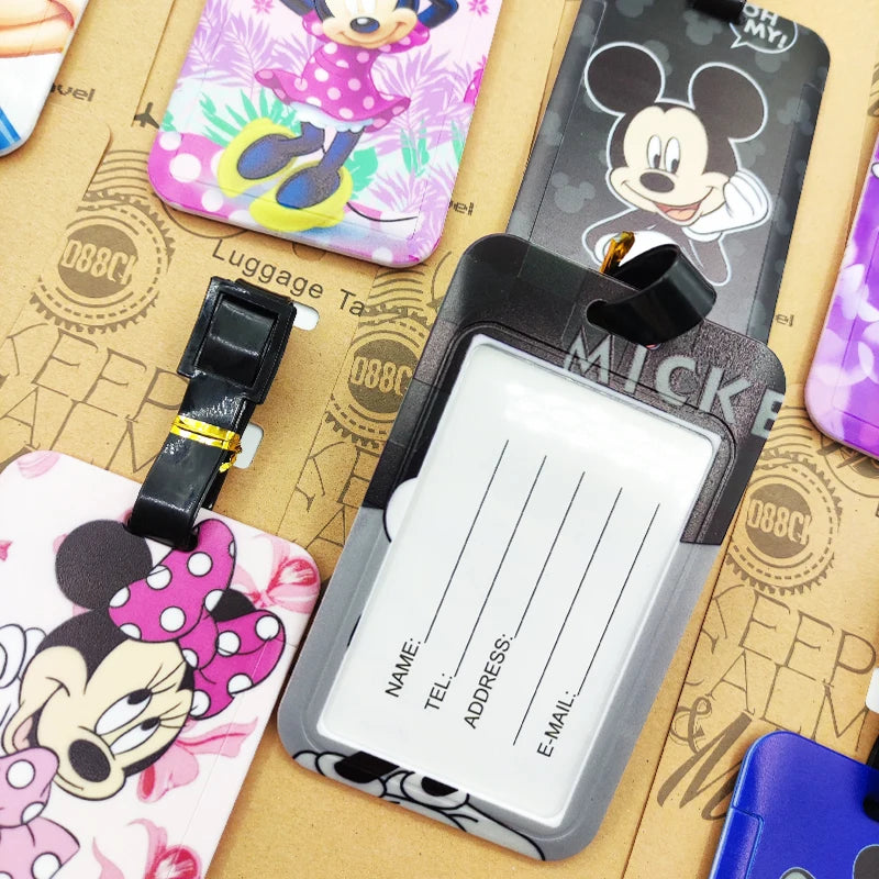 Mickey Minnie Luggage Label Women Travel Luggage Tag Disney Suitcase ID Address Holder Baggage Boarding Portable Suitcase Ticket