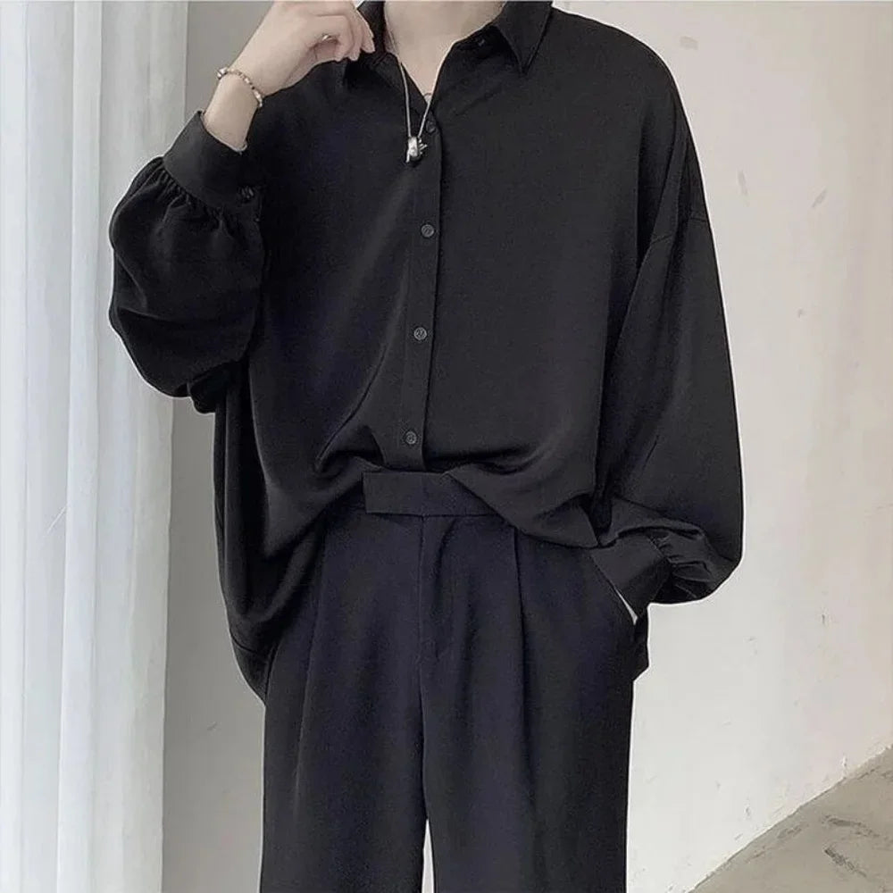 Men's Long-sleeved Shirts Black Tie