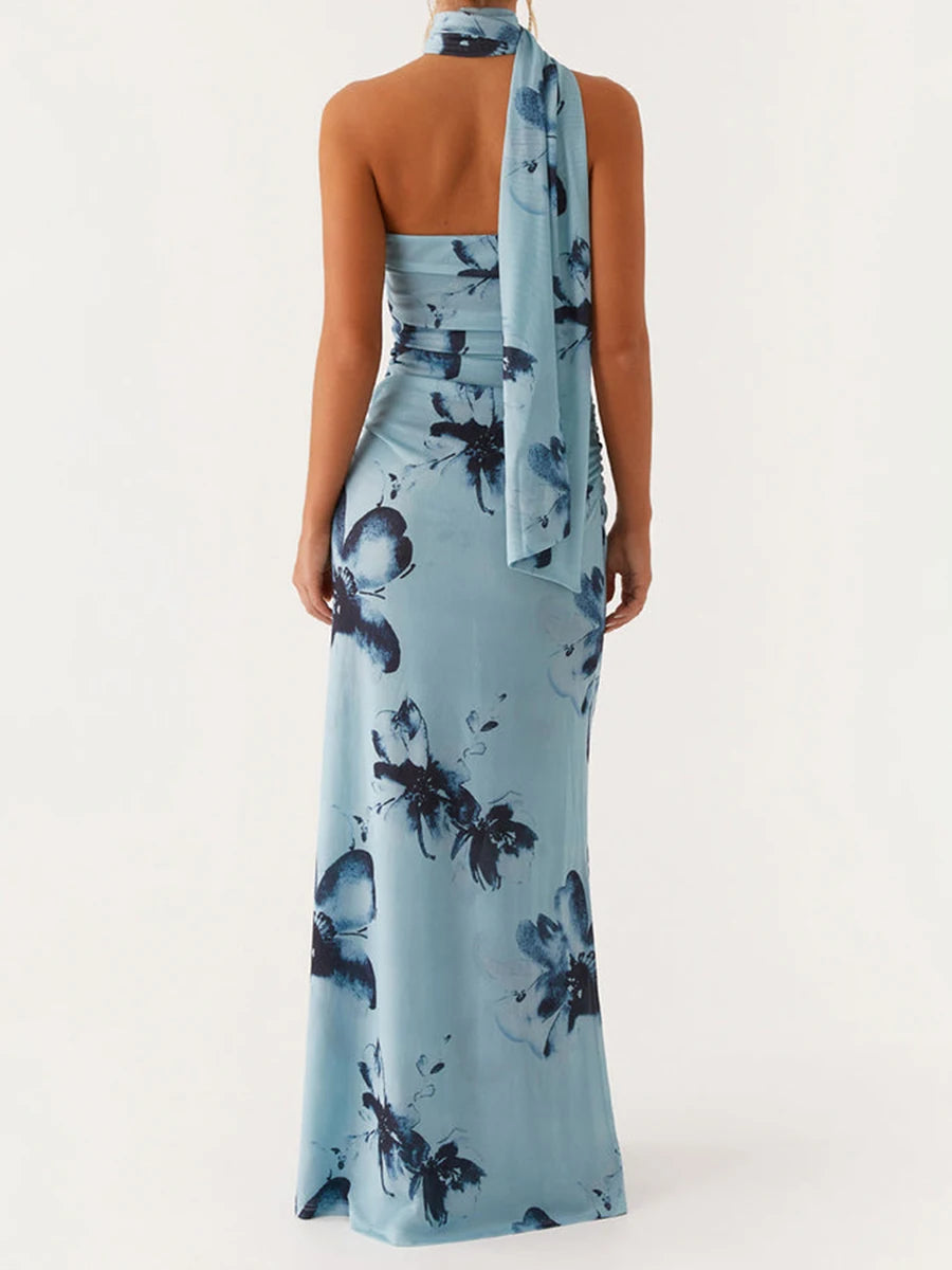 Dress  Floral Print and Off-Shoulder Design