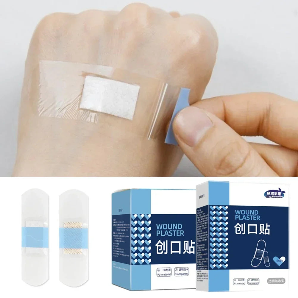50/120Pcs Waterproof Medical Transparent Adhesive Wound Plaster Anti-Bacteria Band Aid Bandages Home Travel First Aid Kit
