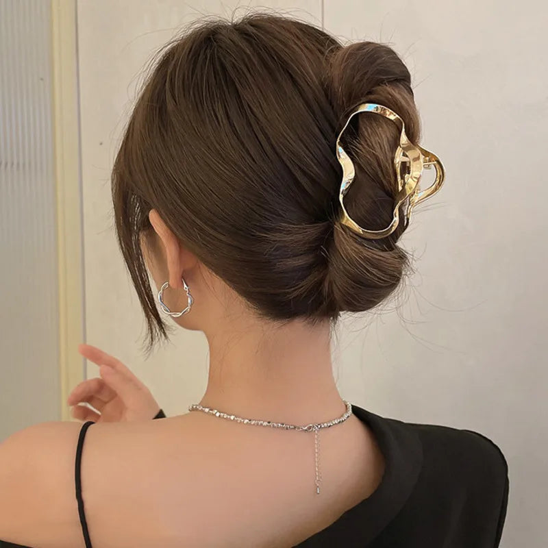 2023 Korean Metal Geometric Hair Claws Barrettes Elegant Hair Clips Crab Hollow Out Hairpin Headwear Women Girl Hair Accessories