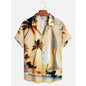 Men's Hawaii Summer Dusk Pattern Casual Shirt 3D Beach Funny Short Sleeve Womens Clothes Blouse New Hot Sale Floral Y2k Top