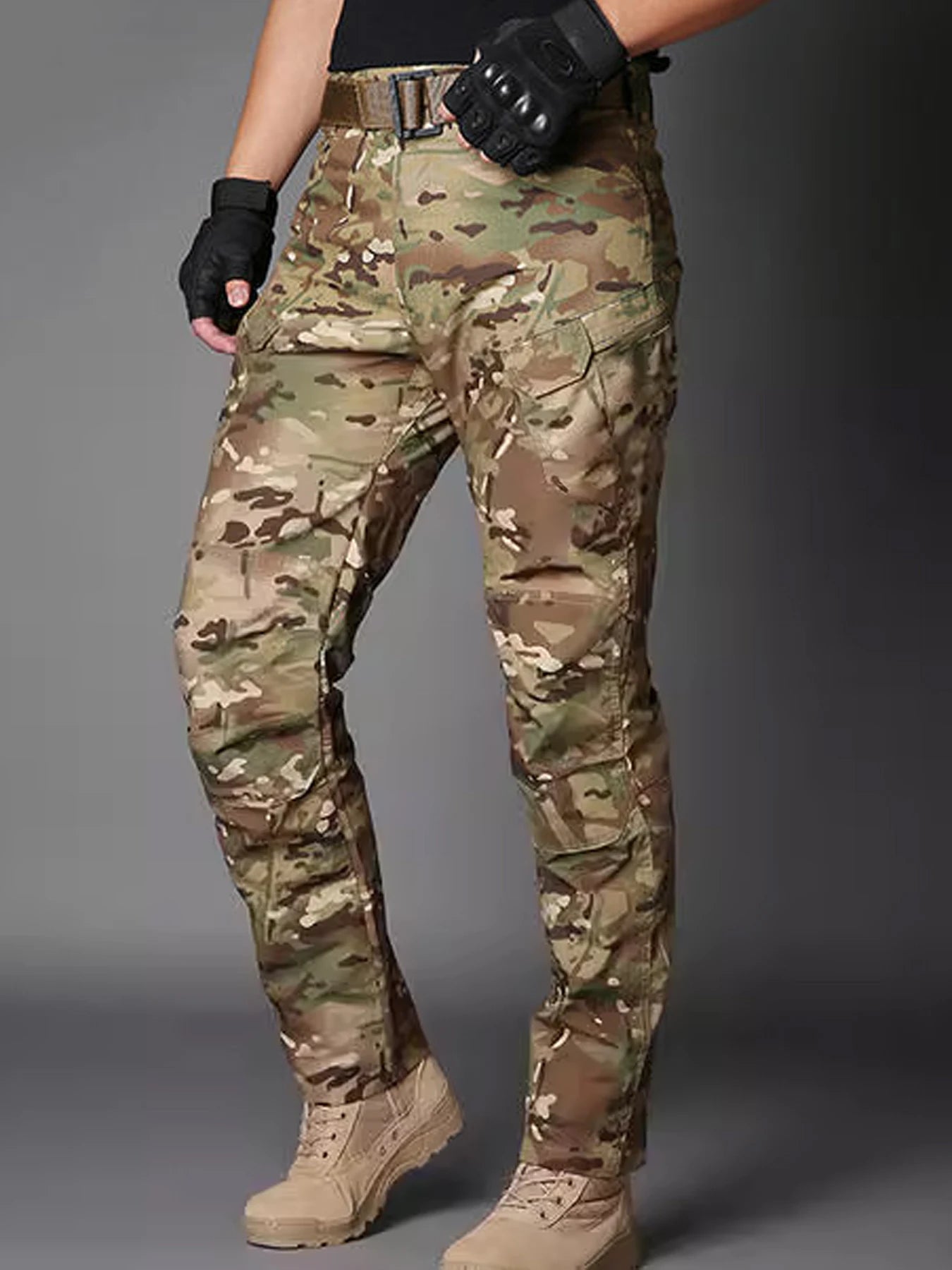 Men Combat Pants With Knee Pads Tactical Cargo Sport Trousers Camouflage
