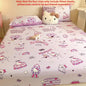 Sanrio Pure Cotton Fitted Sheet Three-piece Set Hellokitty My Melody Cotton Bedspread Cute Kuromi Full Surround Protective Cover
