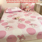 Sanrio Pure Cotton Fitted Sheet Three-piece Set Hellokitty My Melody Cotton Bedspread Cute Kuromi Full Surround Protective Cover