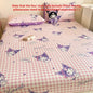Sanrio Pure Cotton Fitted Sheet Three-piece Set Hellokitty My Melody Cotton Bedspread Cute Kuromi Full Surround Protective Cover