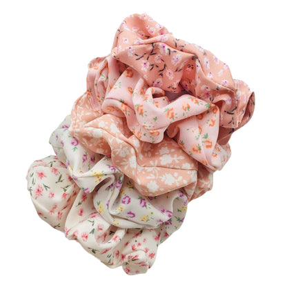 5pcs/lot Hair Scrunchies Holder Headwear Ties Print Ditsy Women Girls Scrunchy Cute Sweet Accessories Elastic Band Pink White