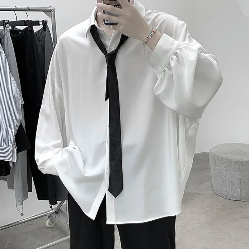 Men's Long-sleeved Shirts Black Tie