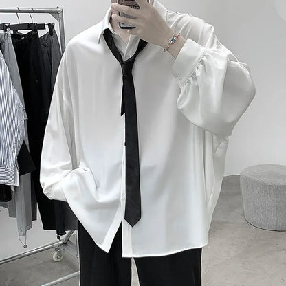 Men's Long-sleeved Shirts Black Tie