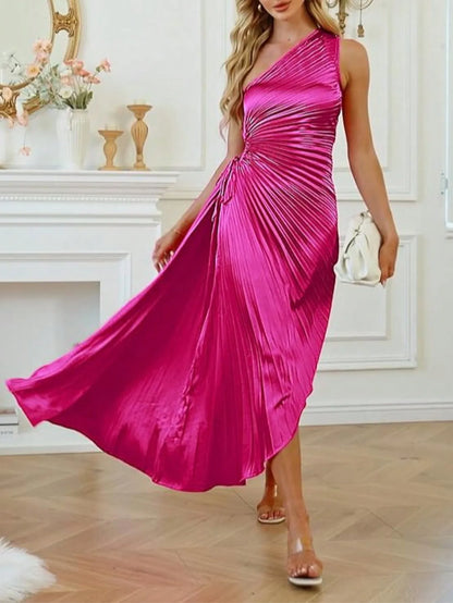 Women's One Shoulder Drawstring Adjustable Pleated