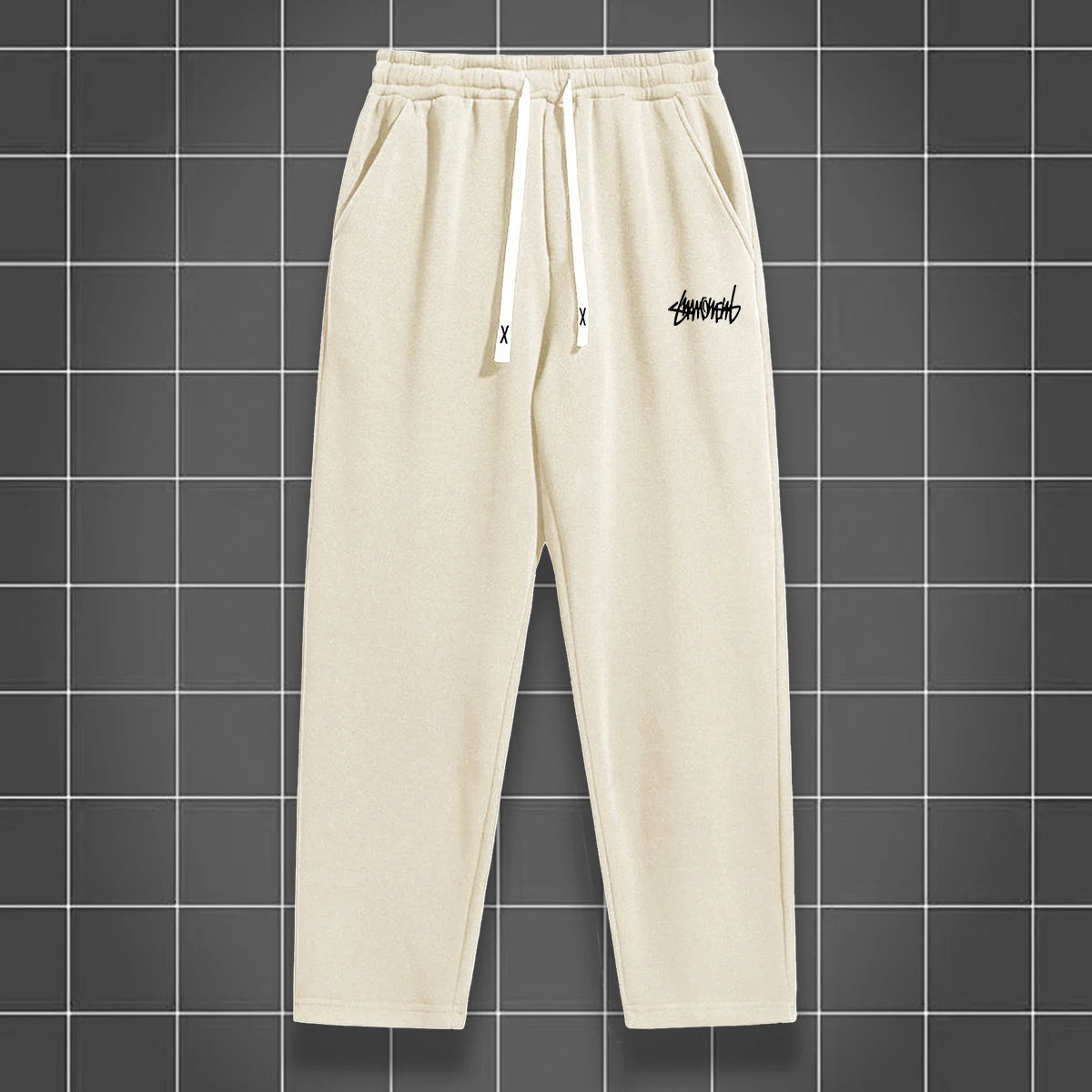 Men's solid color straight leg jogging pants, suitable for casual sports such as running, gym, and outdoor activities