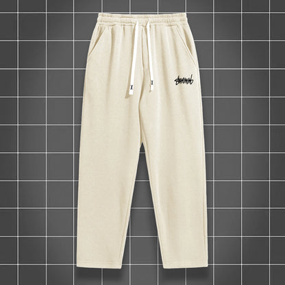 Men's solid color straight leg jogging pants, suitable for casual sports such as running, gym, and outdoor activities