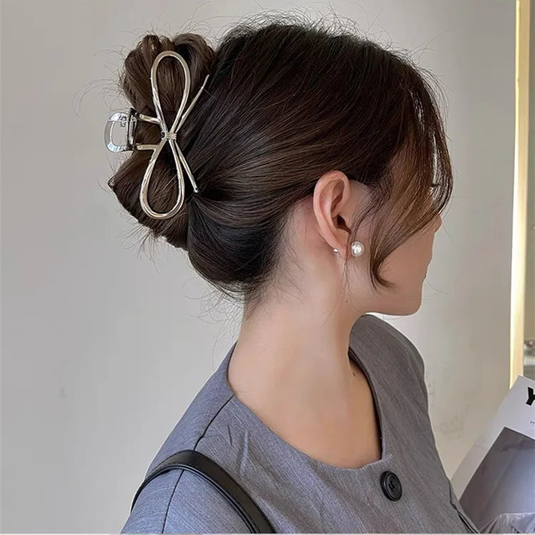2023 Korean Metal Geometric Hair Claws Barrettes Elegant Hair Clips Crab Hollow Out Hairpin Headwear Women Girl Hair Accessories