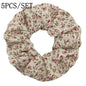 5pcs/lot Hair Scrunchies Holder Headwear Ties Print Ditsy Women Girls Scrunchy Cute Sweet Accessories Elastic Band Pink White