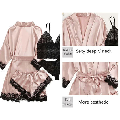 4 Pieces Woman Sleepwear Pajamas