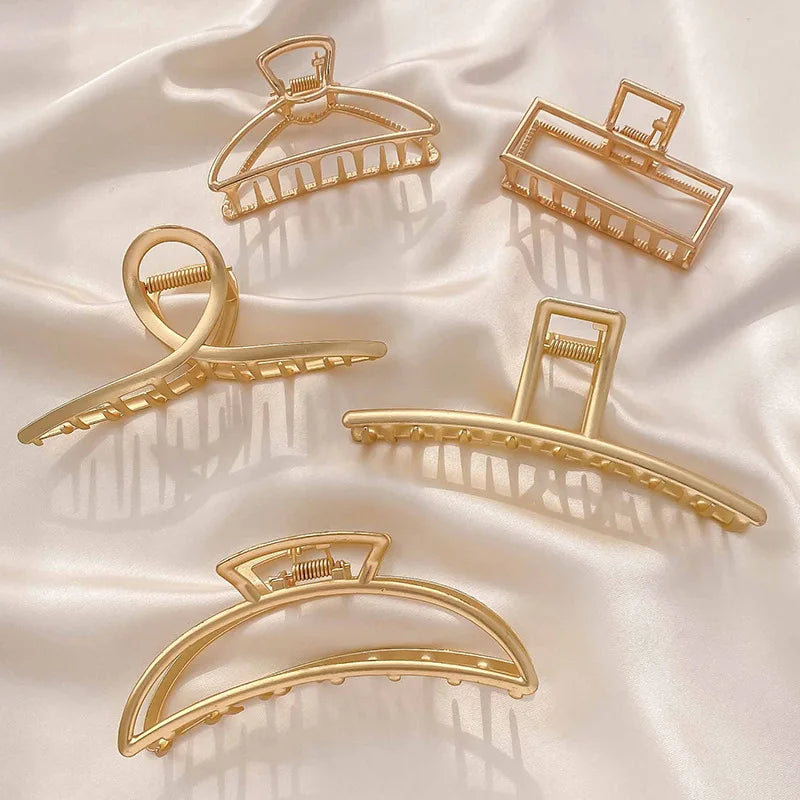 2023 Korean Metal Geometric Hair Claws Barrettes Elegant Hair Clips Crab Hollow Out Hairpin Headwear Women Girl Hair Accessories