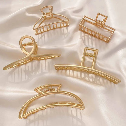 2023 Korean Metal Geometric Hair Claws Barrettes Elegant Hair Clips Crab Hollow Out Hairpin Headwear Women Girl Hair Accessories