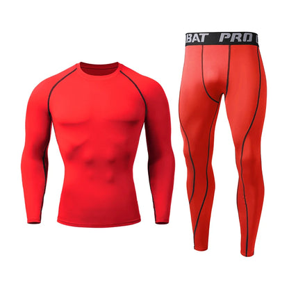 Sports Suit New Men's Compression Running Sets Breathable Tight Training Basketball Rashguard Tracksuit Man 2 Piece Set Clothes