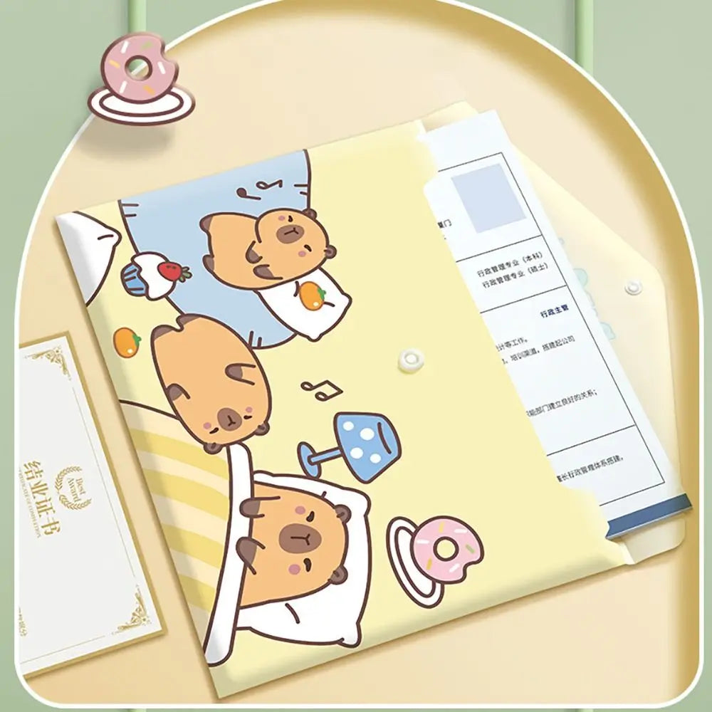 5PCS/Set Large Capacity A4 File Folder Test Paper Storage Waterproof Document Bag PP Snap-fastener Envelope Folder