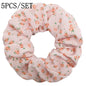 5pcs/lot Hair Scrunchies Holder Headwear Ties Print Ditsy Women Girls Scrunchy Cute Sweet Accessories Elastic Band Pink White