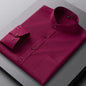 Men's Shirt Long Sleeve Stand-collar Single Patch Pocket Smart Casual Regular-fit Business Office Dress Shirts