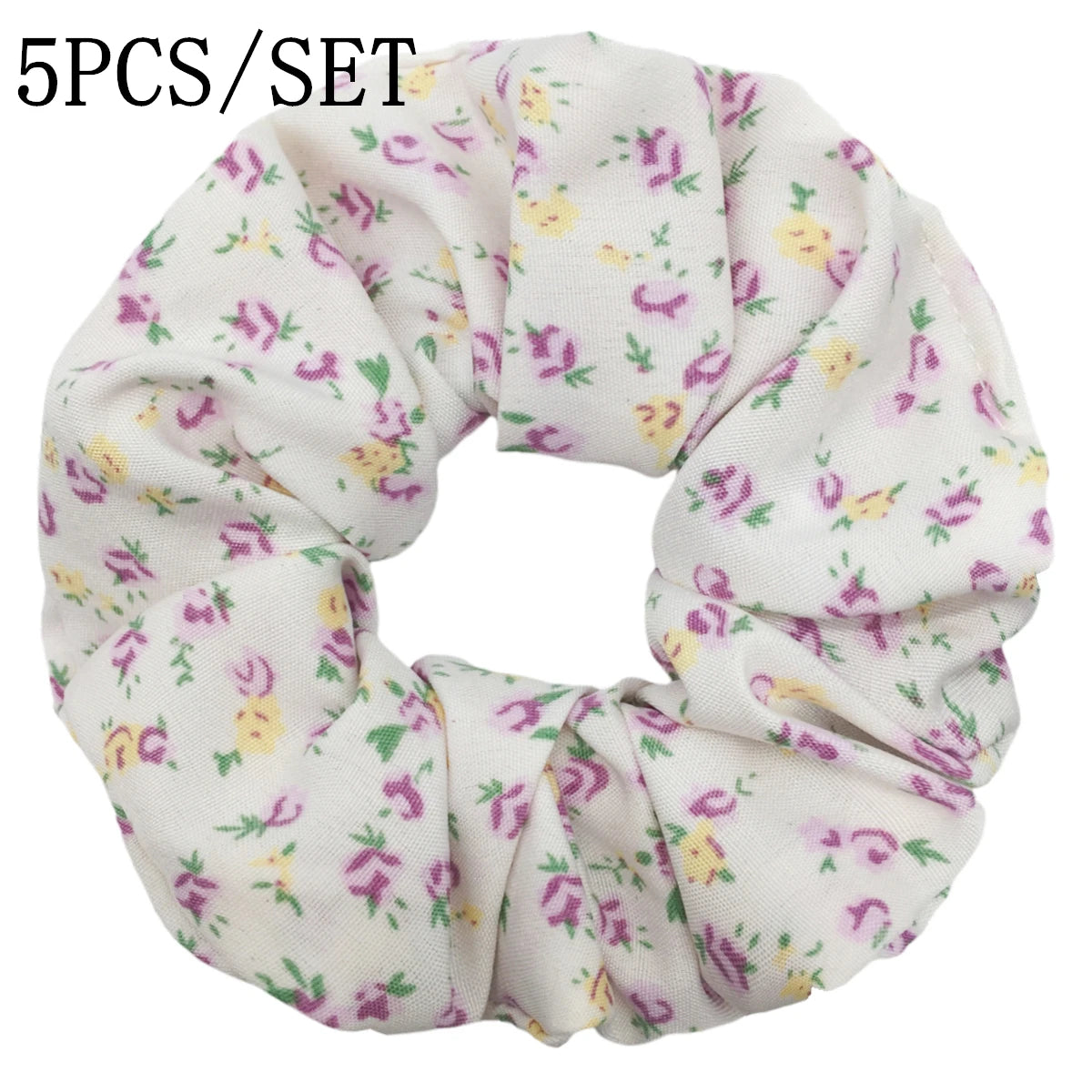 5pcs/lot Hair Scrunchies Holder Headwear Ties Print Ditsy Women Girls Scrunchy Cute Sweet Accessories Elastic Band Pink White