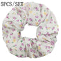 5pcs/lot Hair Scrunchies Holder Headwear Ties Print Ditsy Women Girls Scrunchy Cute Sweet Accessories Elastic Band Pink White