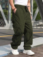 Men's Drawstring Waist Cargo Pants Regular Fit Casual Comfy Straight Leg