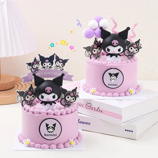 Cake Topper Anime Action Figure Sanrio Flag Happy Birthday Cake Decoration Girl Baby