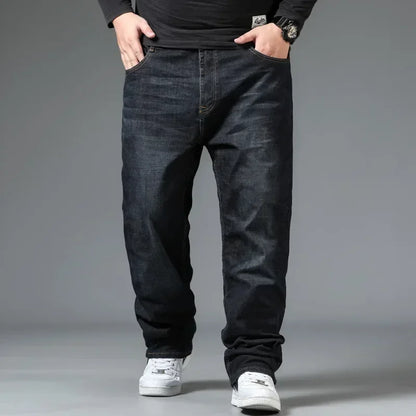 Men's Large Size Black Jeans 10XL Oversize High Waist Loose Trousers Husband Plus sizes