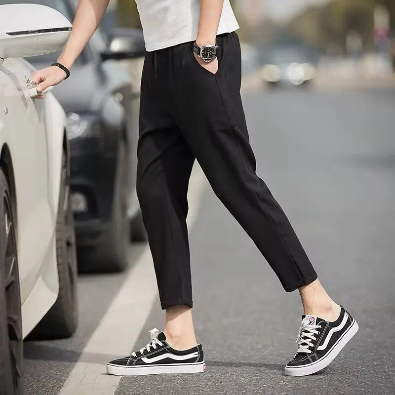 New 2025 grid fashion European and American style men's pants for business, leisure, travel, slim fit, comfortable and multifunc